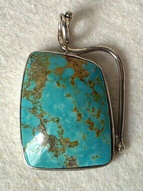 Vintage 1970s Southwestern Natural Turquoise Sterling Silver Statement Necklace
